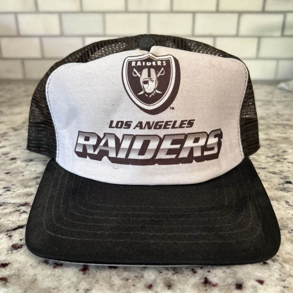 VTG 80's New Era NFL LA Raiders Snapback Mesh Trucker Cap Hat USA